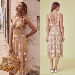 nwt for love&lemons floral lemon banana maxi dress